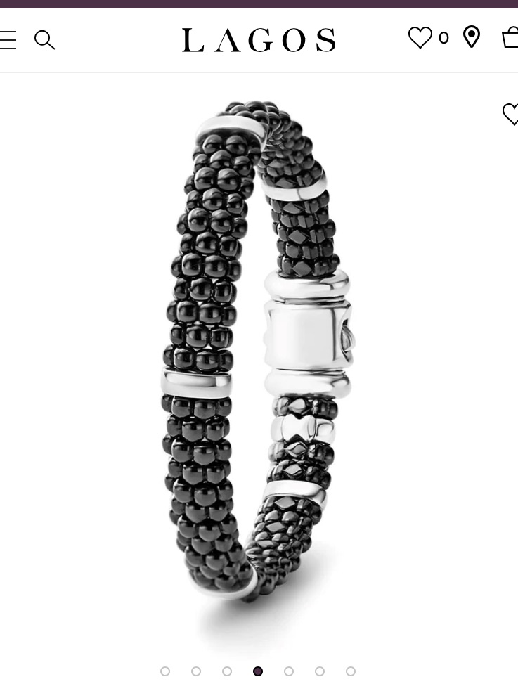 Lagos Black Ceramic Beaded Bracelet With Silver Accents